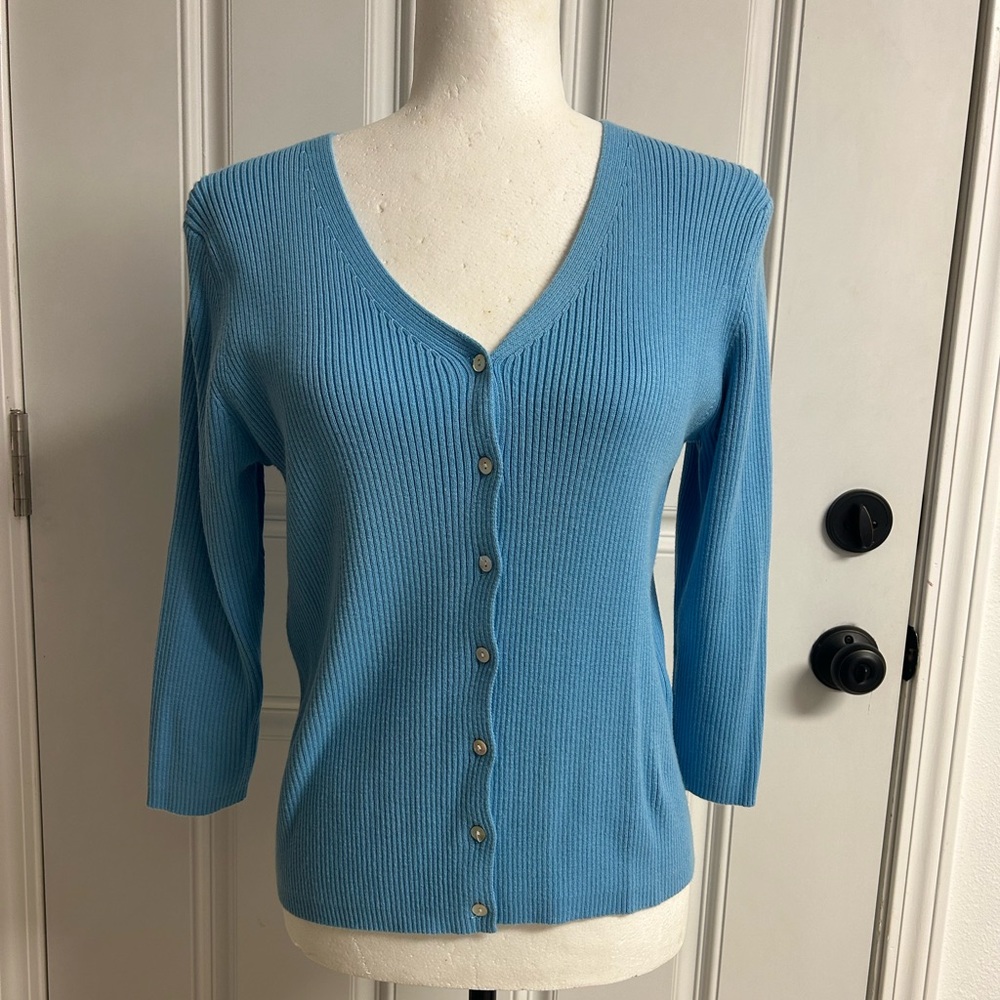Casual Corner Annex Caribbean Blue Cardigan Medium